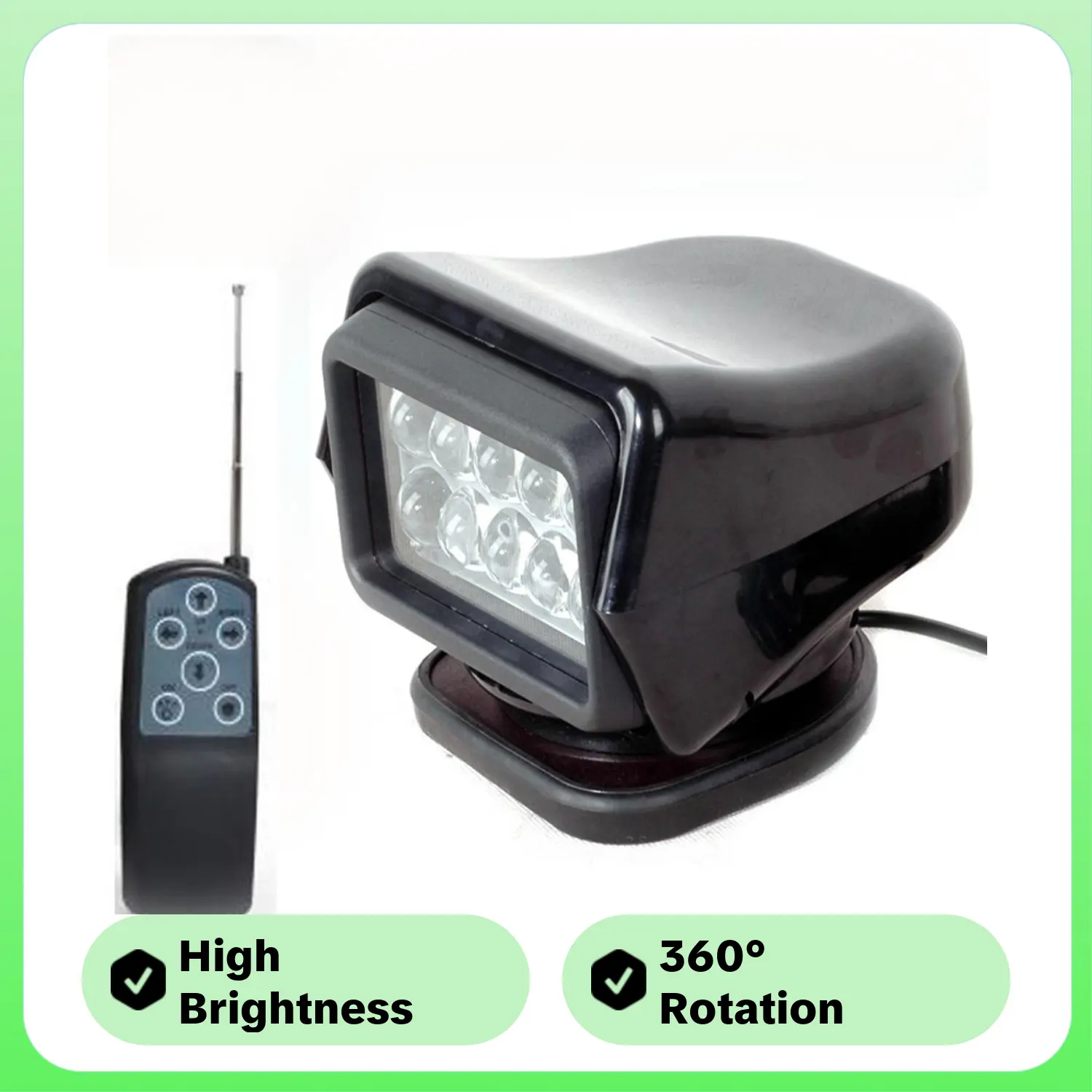 50W 360-Degree Marine LED Search Light - Remote Control Truck Accessories, 9-32V Rotating Work Light for Trucks