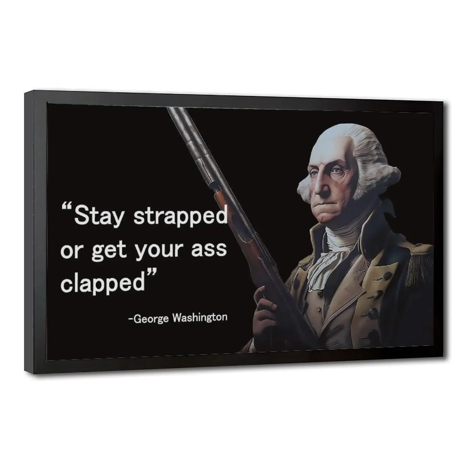 Artistic George Washington Poster with Frame - "Bring Your Gear or Get a Beating" - Home Decor for College Dorms, Ideal Gift for Man Cave Wall Decor, Father's Day Gifts