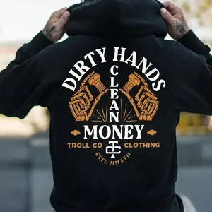 Dirty Hands Make Clean Money Sweatshirt Hoodie, Mechanic Unisex Shirt, Back Side Printed Workwear Streetwear - Men's Hoodie, Apparel