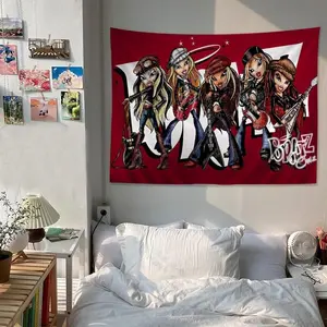 60in x 40in   tapestry  tapestry  B-Bratz Cartoon Colorful Tapestry Wall Hanging Hippie Flower Wall Carpets Dorm Decor Wall Art Decor  poster  home decor banner wall art bedroom