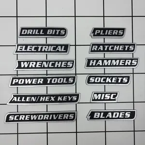 12 Pack of Magnetic Toolbox Labels, 3D-Printed Tool Box Labels with Integrated Magnetic Surface, General Tool Box Organize Accessories, Reusable Tags for Steel Toolboxes, Carts, Drawers, and Cabinets