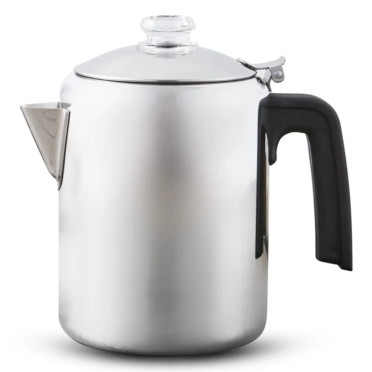 Elite EC508 8-Cup Stainless Steel Classic Stovetop Coffee Percolator - Silver, Spout, Transparent Lid, Portable, Lightweight, Filter-Included, for Home, Office, Camping Coffee & Tea Use, Indoor