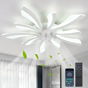 Garwarm Ceiling Fan with Lights, Remote Control 3 Color Temperatures,6 Gear wind Speed Fan Light - White