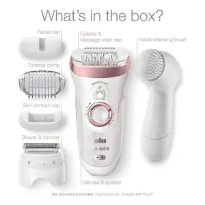 Women's Wet & Dry Epilator for Facial Hair Removal, Incl. Facial Cleansing Brush