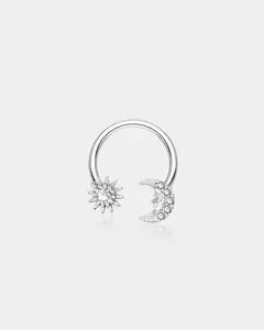 Moon Face and Sun Pendant Horseshoe Septum Ring