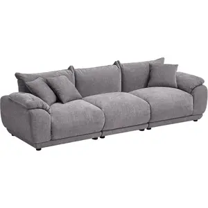 SICOTAS 102" Modular Sofa for Living Room - Cloud Sectional Sofa with Deep Seat & Removable Cover, Modern 3-Seat Chenille Couch Sofas Set for Apartment, Grey