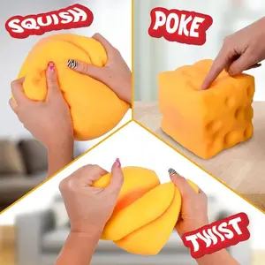 Yellow Cheese Squashy, Soft Novelty Squeeze Toy, Squishy, Rebounding Sensory Toy Helps Relax & Focus, Sensory Cheese for Kids & Adults, TPR Material Food Theme Cheese Cubes Stress Balls for Adults