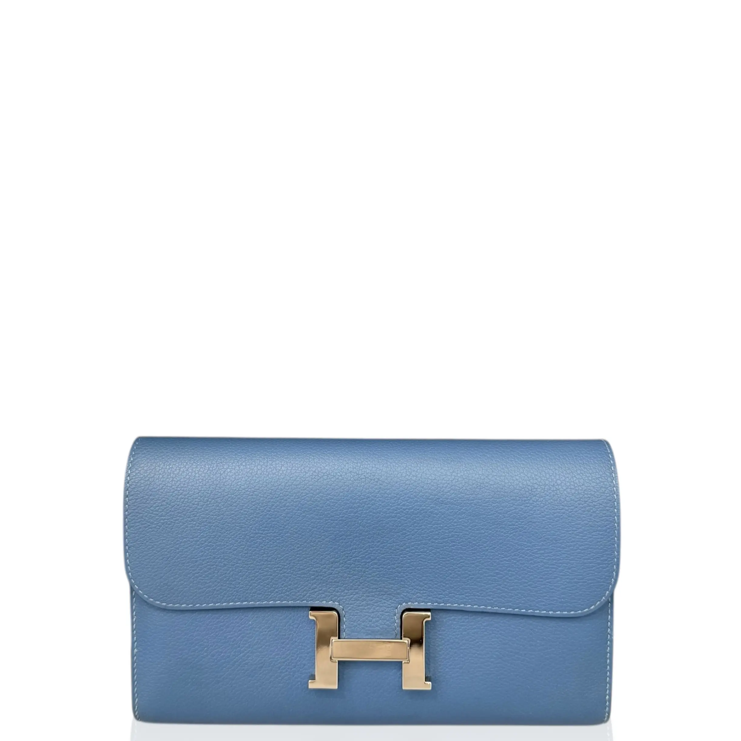 Pre-owned HERMÈS Leather small leather goods Hermes Constance Long Wallet Evercolor R2 Bleu Agate (ko040326a1)