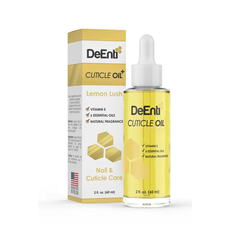 DeEnti Lemon Lush Cuticle Oil - Jojoba, Argan, Sweet Almond, Lemon, Eucalyptus & Vitamin E - Lightweight Scent for Skin and Nail Care