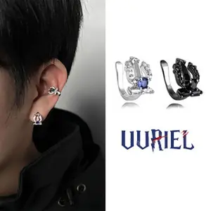 UJ 5A Zircon Trident Shape Ear Clip Earring Set - Unisex Couple Gift for Men and Women