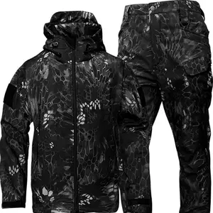 Men's Winter Clothing Soft Shell Windproof Waterproof Mountaineering Skiing Fishing Warm Wool Tactical Set