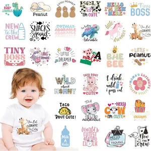 Iron on Transfers - 30 Sheets Cute DTF Transfer for Shower Bags, Making Heat Patches, Stickers, and DIY Crafts