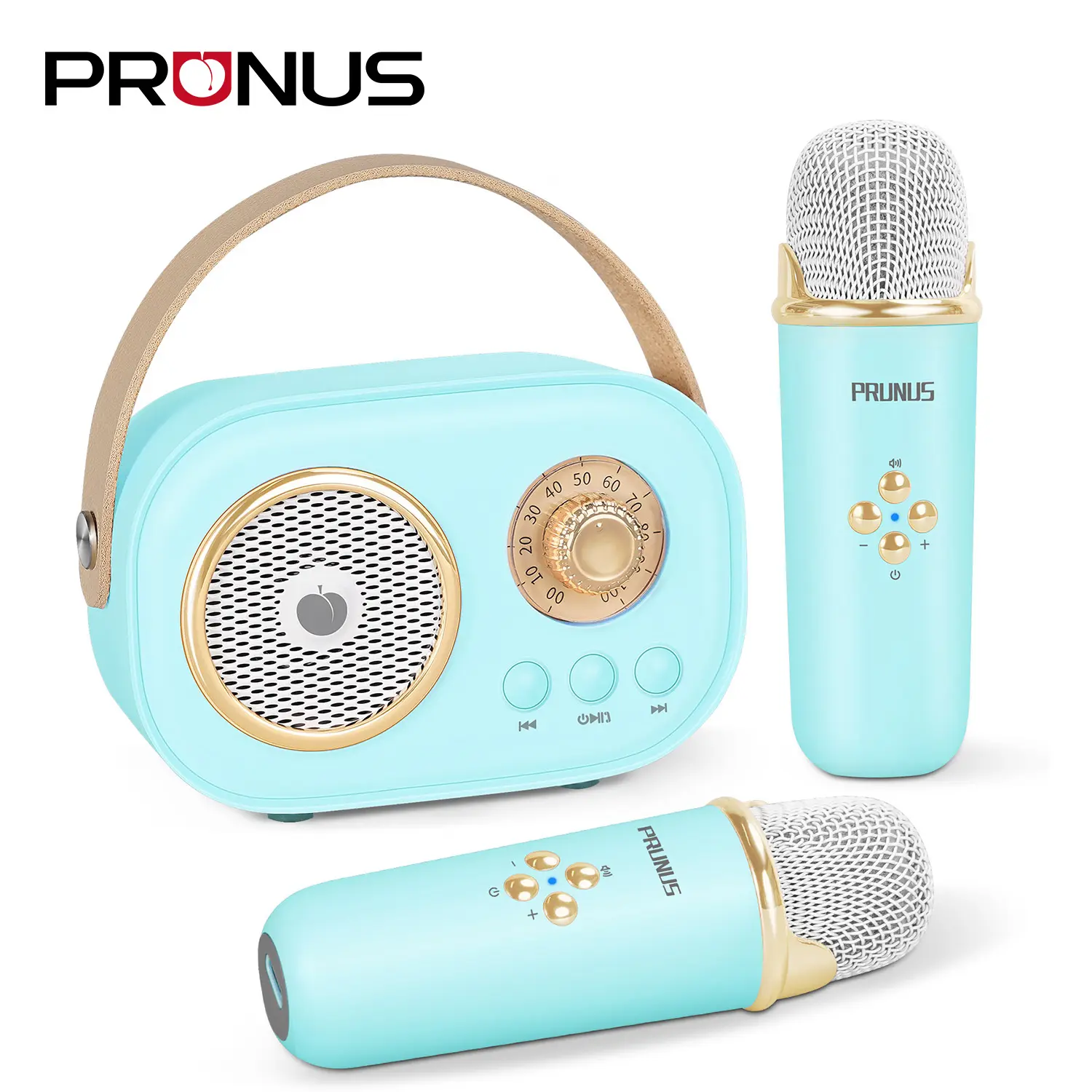 PRUNUS C20 Handheld Mini Karaoke Machine, Portable Bluetooth Audio Speaker with Wireless Microphone, 6 Sound Modes, Stereo Sound, Card & Streaming Support, Ideal Gift for Kids (Boys/Girls) Birthday Home Parties, Portable Speakers