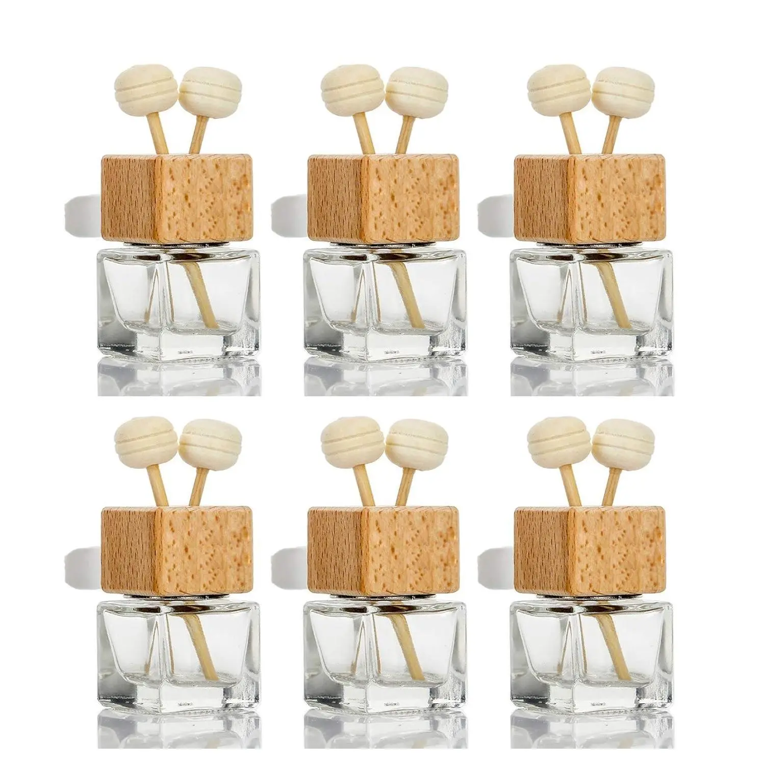 6 Pack,8ml  Outlet Essential Oil Diffuser,Empty Clear Glass  Air Freshener Vent Decoration Bottle Perfume Diffuser Vials For   Ornament-1 Funnel&Dropper