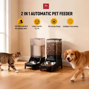 Marchul 15L Giant Pet Feeding Station - 7L Timed Feed Automatic Dog Feeder, 8L Gravity Water Dispenser, Dishwasher-Safe Stainless Steel Bowls, Elevated Stand for Large Breeds, Dual Power Cordless