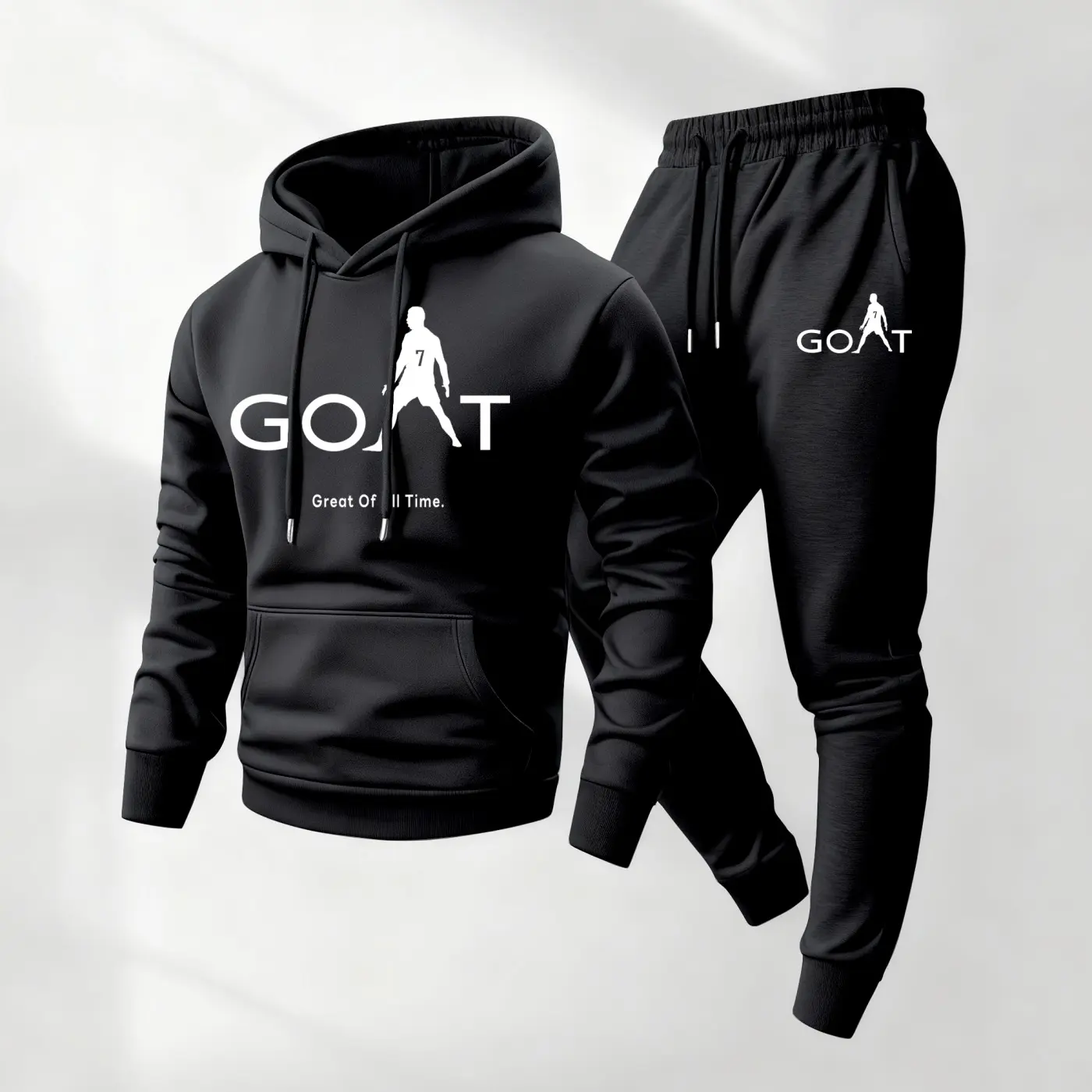 Men's Goat Graphic Print Tracksuit, Casual Loose-Fitting 2-Piece Polyester Mensfashion Set with Long Sleeve Hoodie and Sweatpants, Sporty Chic, Casual Fit, 3Xl, Goat Print, Hoodie/Jumper, Machine Washable, Male, Athletic Wear, Casual Outings