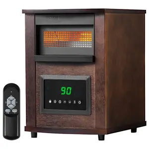 VEVOR Infrared Heater, 1500W Remote Control Electric Space Heater, LED Patio Heater w/ 3 Speeds Timer Overheat/Tip-Over Protection Child Lock, for Bedroom, Living Room, Nursery, Studio, MDF