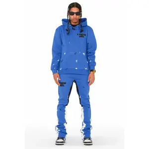 Jaco Royal Blue Hoodie Stacked Flare Pant Track Set
