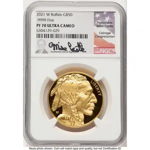 Modern Bullion Coins (2021-W Proof Gold Buffalo 1 oz Mike Castle)