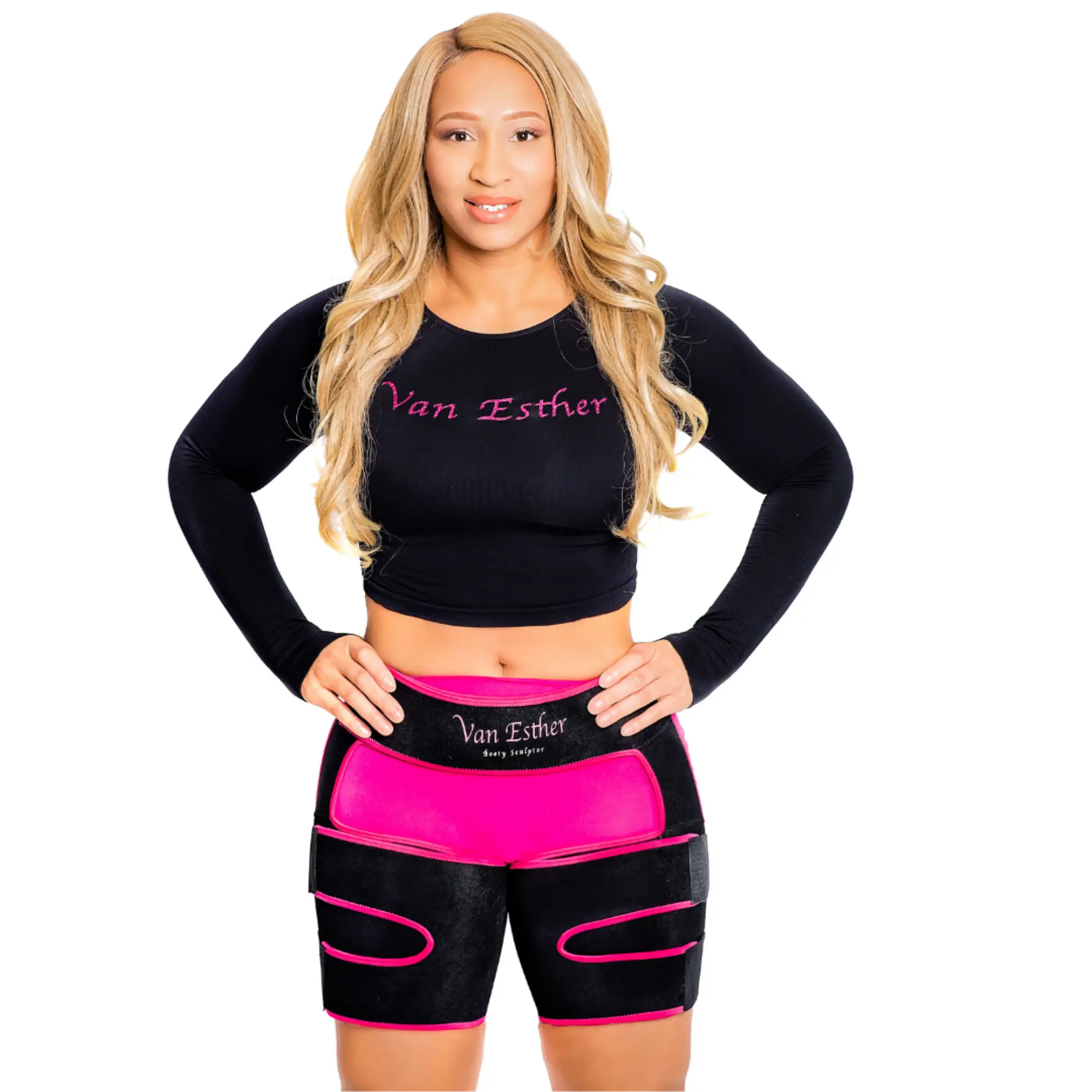 Van Esther Shapewear - Velcro, Thermogenic Glute Sculptor, Flexible Thigh Trimmers for Fitness Weight Training (1 Size, FINAL SALE)