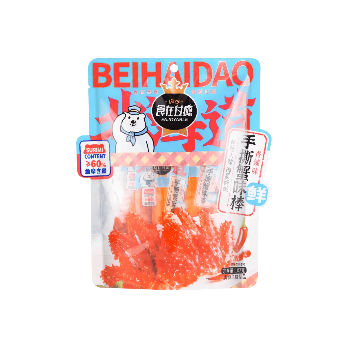 Shi Zai Guo Yin Spicy Crab Stick 102g - High Fish Content Seafood Snack
