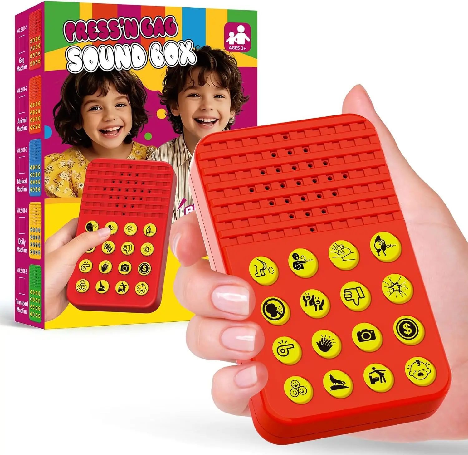 Sound Effects Machine with 16 Funny Sounds, Portable Joke Sound Toy with Adjustable Volume