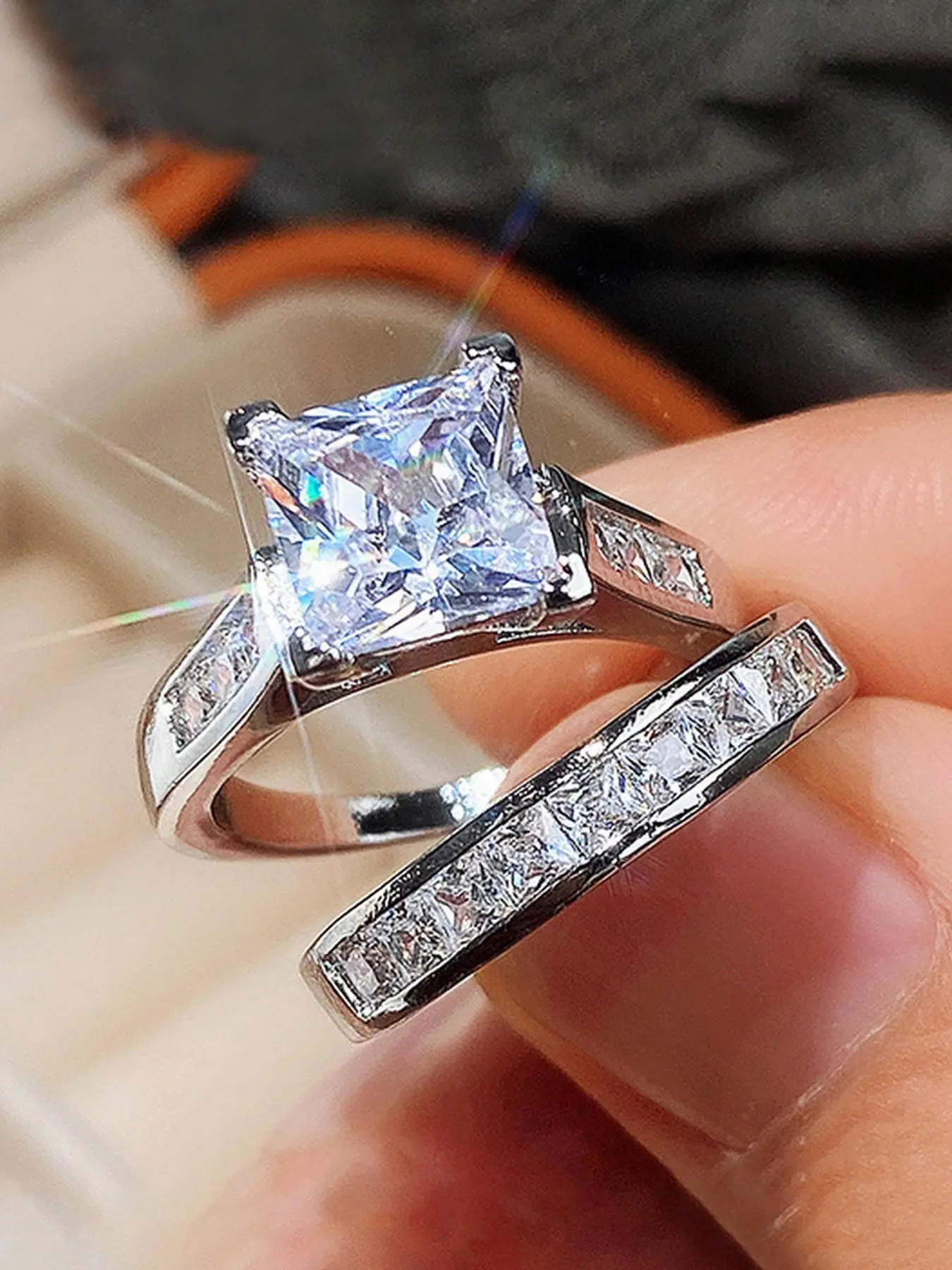 Elegant Diamond Promise Ring Set for Weddings, Stylish Matching Engagement and Wedding Bands, Perfect for Proposals and Daily Wear, Stunning Ring Set, Beautiful Rings