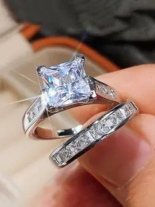 Elegant Diamond Promise Ring Set for Weddings, Stylish Matching Engagement and Wedding Bands, Perfect for Proposals and Daily Wear