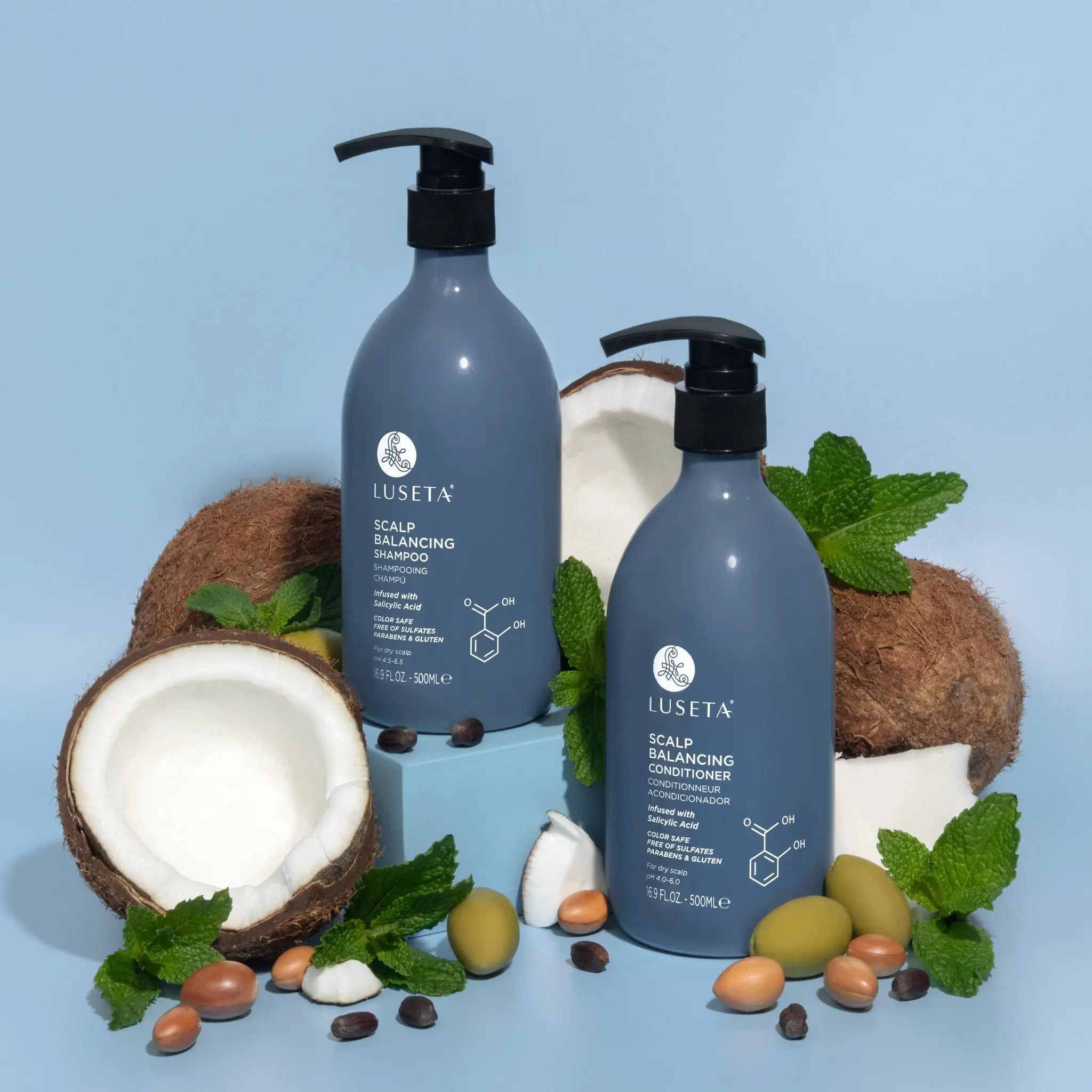 Luseta Salicylic Acid Shampoo and Conditioner Set for Men and Women, Scalp-Balancing, Reducing Build-up, Flake Control Shampoo for Men, Clarifying Shampoo for Refreshing, pH-Balanced, 2 x 16.9 Fl Oz