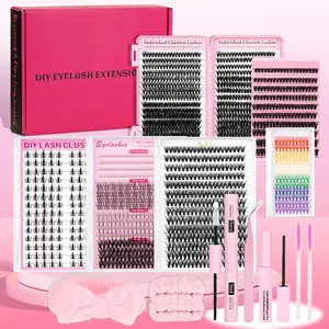 6 Styles Lash Clusters Kit 1748Pcs Eyelash Clusters Lash Kit Volume Lashes Clusters C/D Curl DIY Individual Separated False Eyelashes Eyelash Extension with Bond &Seal &Remove &Eyelash Tweezers &Brush &Hair Band , Eyelash Extensions Set, Beginner Friendly