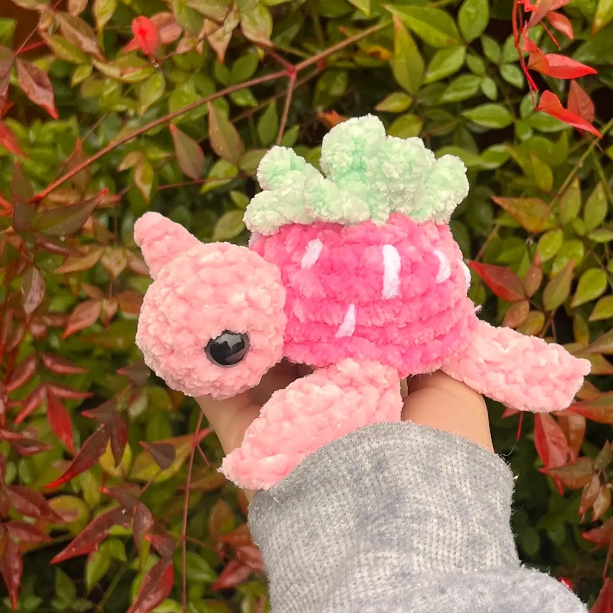 Crochet Strawberry Turtle Plush