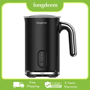 4-in-1 Electric Milk Frother & Steamer - Quick Heat for Rich Foam, Stainless Steel, Large 10 oz/5 oz, Reheat with Auto Shut-Off for Coffee, Latte, Cappuccino