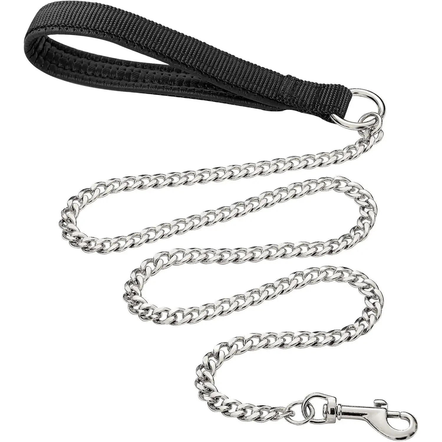 Heavy Duty Metal Dog Leash, 6 FT Chew Proof Pet Leash Chain with Soft Padded Handle for Large & Medium Size Dogs Metal iron traction rope