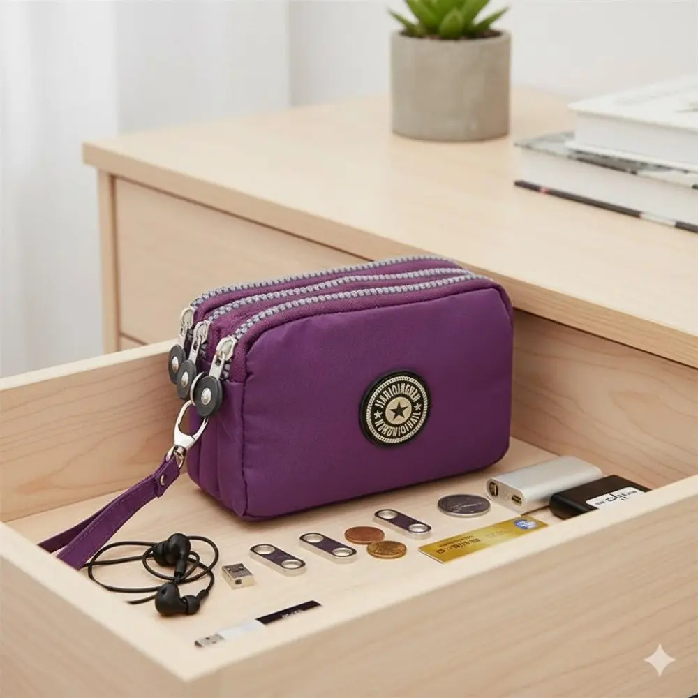 Waterproof Nylon Wristlet Bag, Clutch Coin Wallet, Credit Card Holder Key Phone Organizer, Zip Closure Portable Purse, Zipper Wristlet Purse, Daily Commuter Purse, Durable Easy-Clean Lightweight Accessory for Commuting Dating Shopping