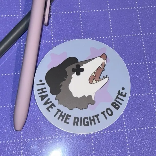 Right To Bite Sticker | Screaming Possum Sticker, Cute Animal Critter Sticker, Personal Space Possum Lover Gift, E-Reader Kindle Sticker  Decor Decorative Decoration