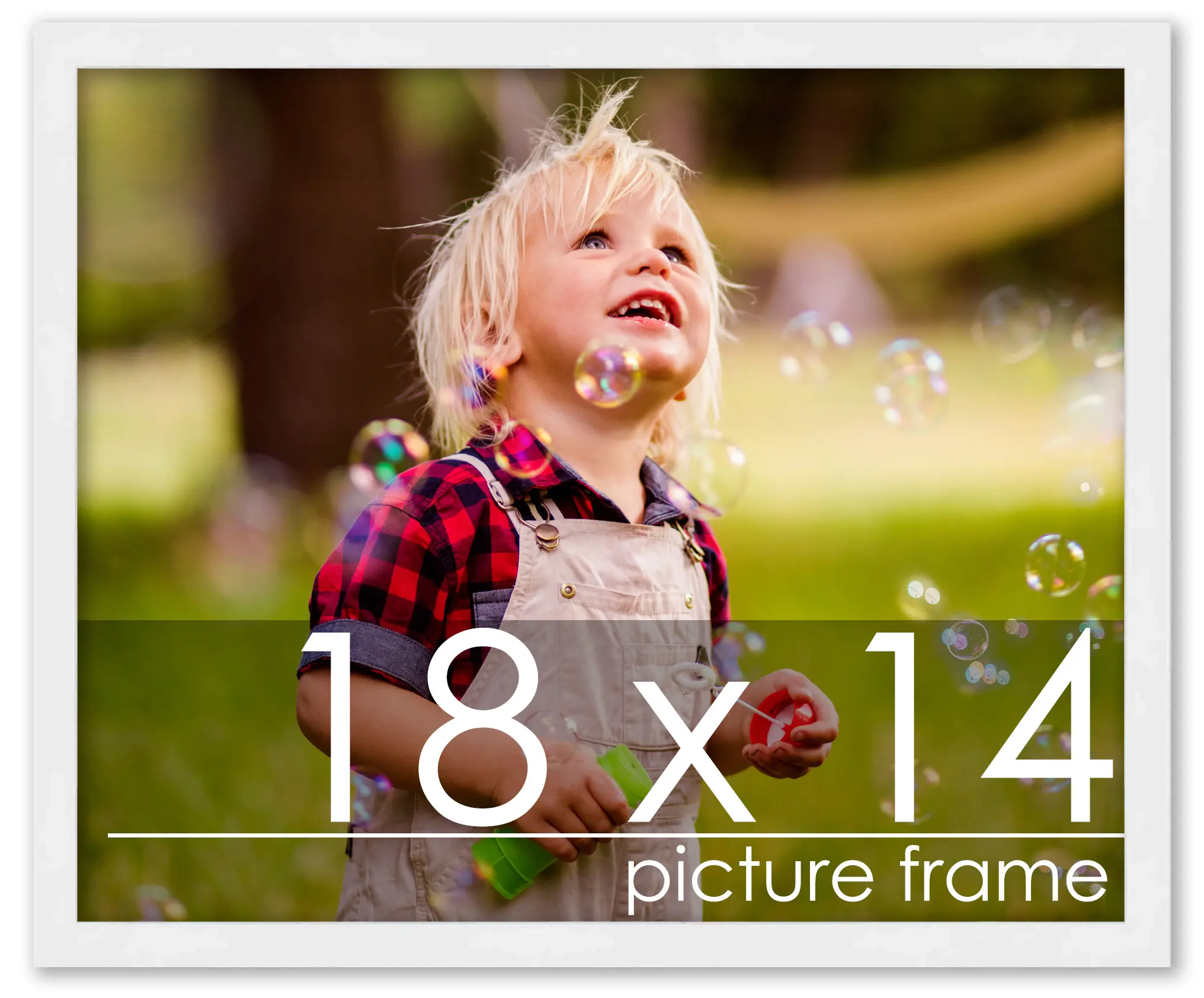 18x14 White Wood Picture Frame - UV Acrylic, Foam Board Backing, Hanging Hardware