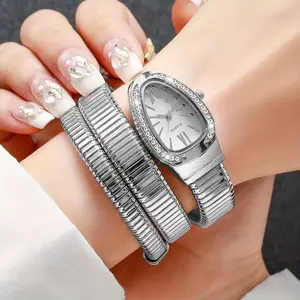 Women's Fashion Snake Design Quartz Watch, Alloy Metal Band, Unique Dial, Casual Style, Perfect Gift for Her, Modern Trendy Watch