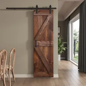 K Series Finished DIY Knotty Wood Sliding Barn Door With Hardware