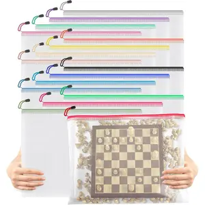 16 Pack Large Zipper Bags 16.9x12.4 in, A3 16 Colors Mesh Zipper Document Pouch for Organizing, Storage Bags with Zipper for Board , Puzzles, Sewing Project, Travel Supplies