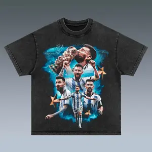 Messi Argentina Champion Tee – Vintage Washed Soccer Graphic T-Shirt
