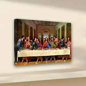 1 Piece, Artistic Last Supper Canvas Print, Classic Prints, Wooden Frame Hanging Wall Art, Home and Office Decoration, Modern Home Decor, Suitable for Living Room, Bedroom, Kitchen, Christmas Gift, School and Classroom Decoration