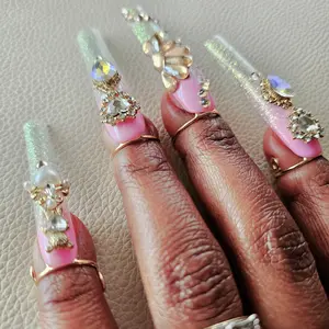 Nail Rings - Adjustable 3D Fixed Artificial Nails Reusable Up to 30 Times One Size Fits All Handmade by Nail Tech