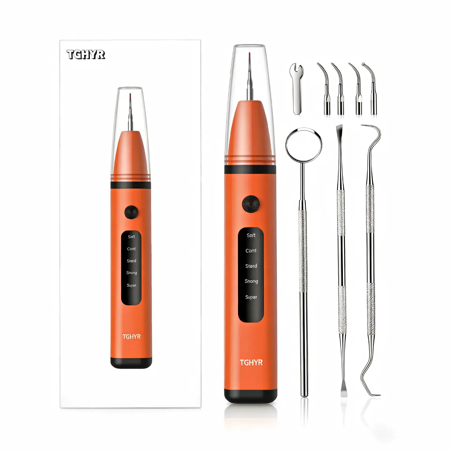 TGHYR Remover for Teeth, dental scaler，Electric Tooth Cleaner Tartar Remover for Teeth with LED Light,5 Modes Rechargeable Teeth Cleaning Kit with Dental Tools, 2 Replaceable Heads，spring glow-up