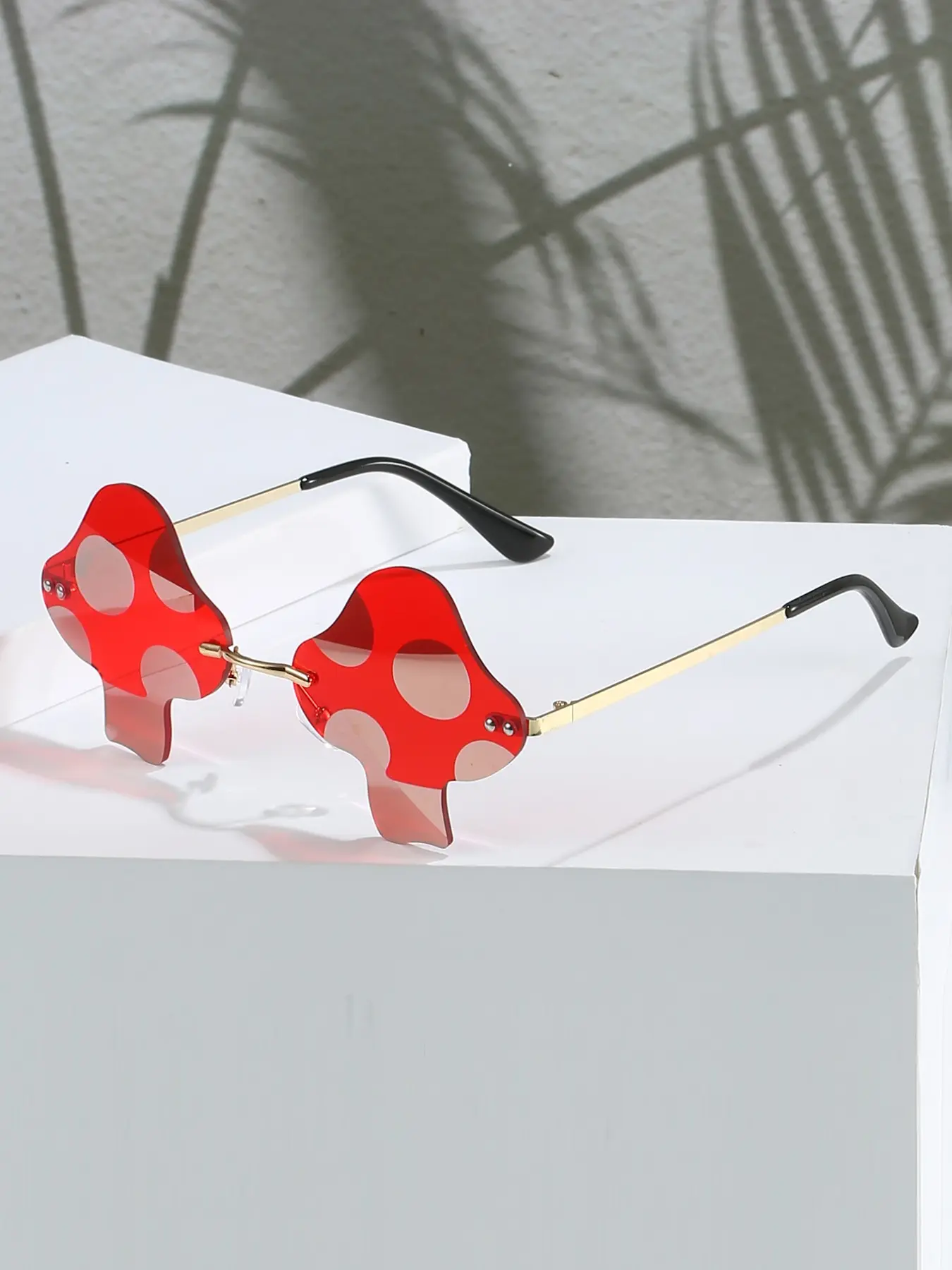 Women's Fashion Mushroom-Shaped Glasses Y2K Street Style Decorative Frameless Eyewear, Unique Design Accessory for Daily Wear, Rimless Sunglasses, Fashionable Sunglasses