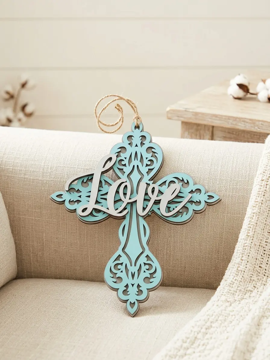 Love Layered Wood  Cross