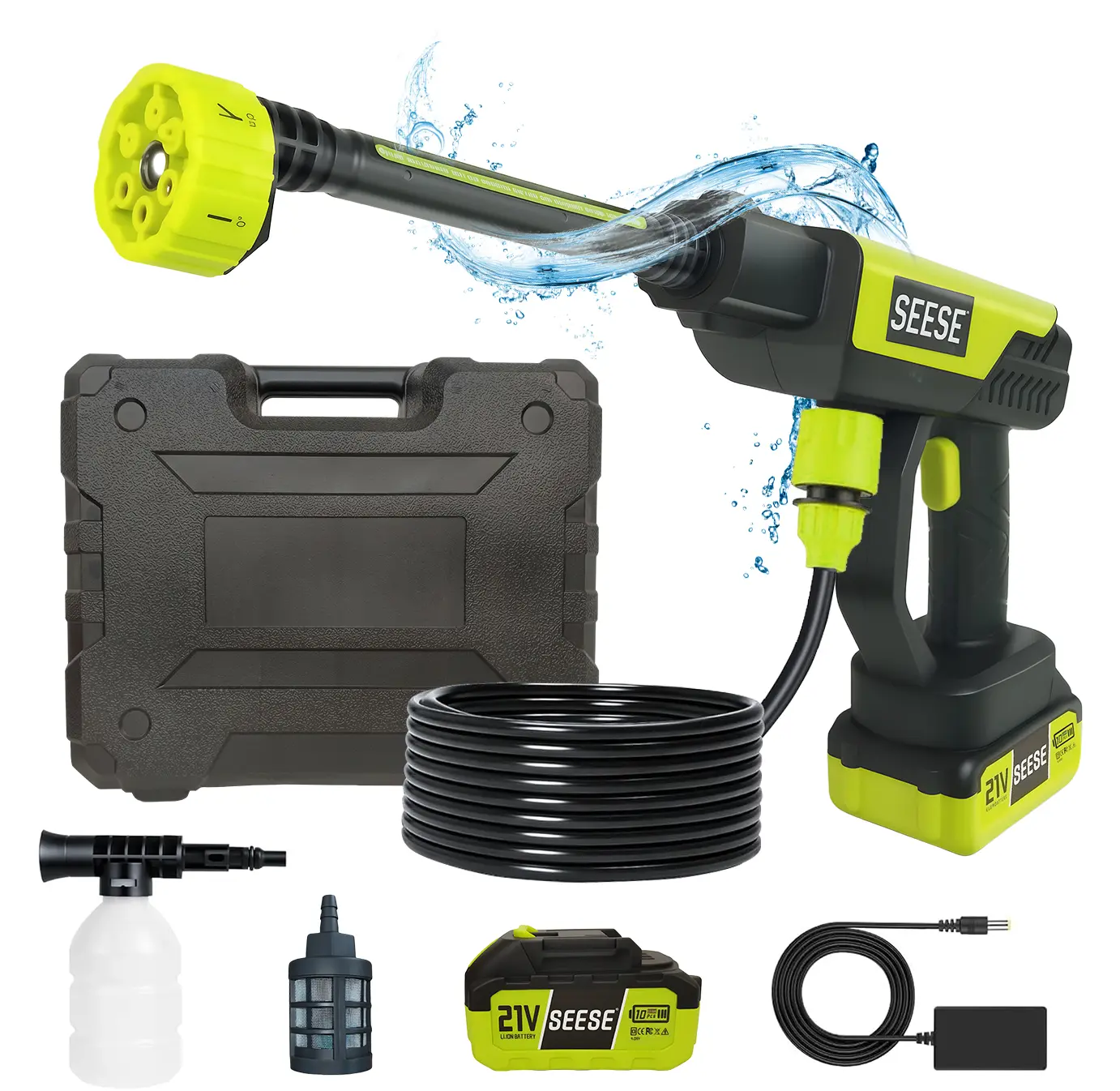 SEESE Cordless Pressure Washer and Single Port Charger Base, Bottle Portable Washer for Car,Home Cleaning & Garden Watering  Holiday gifts