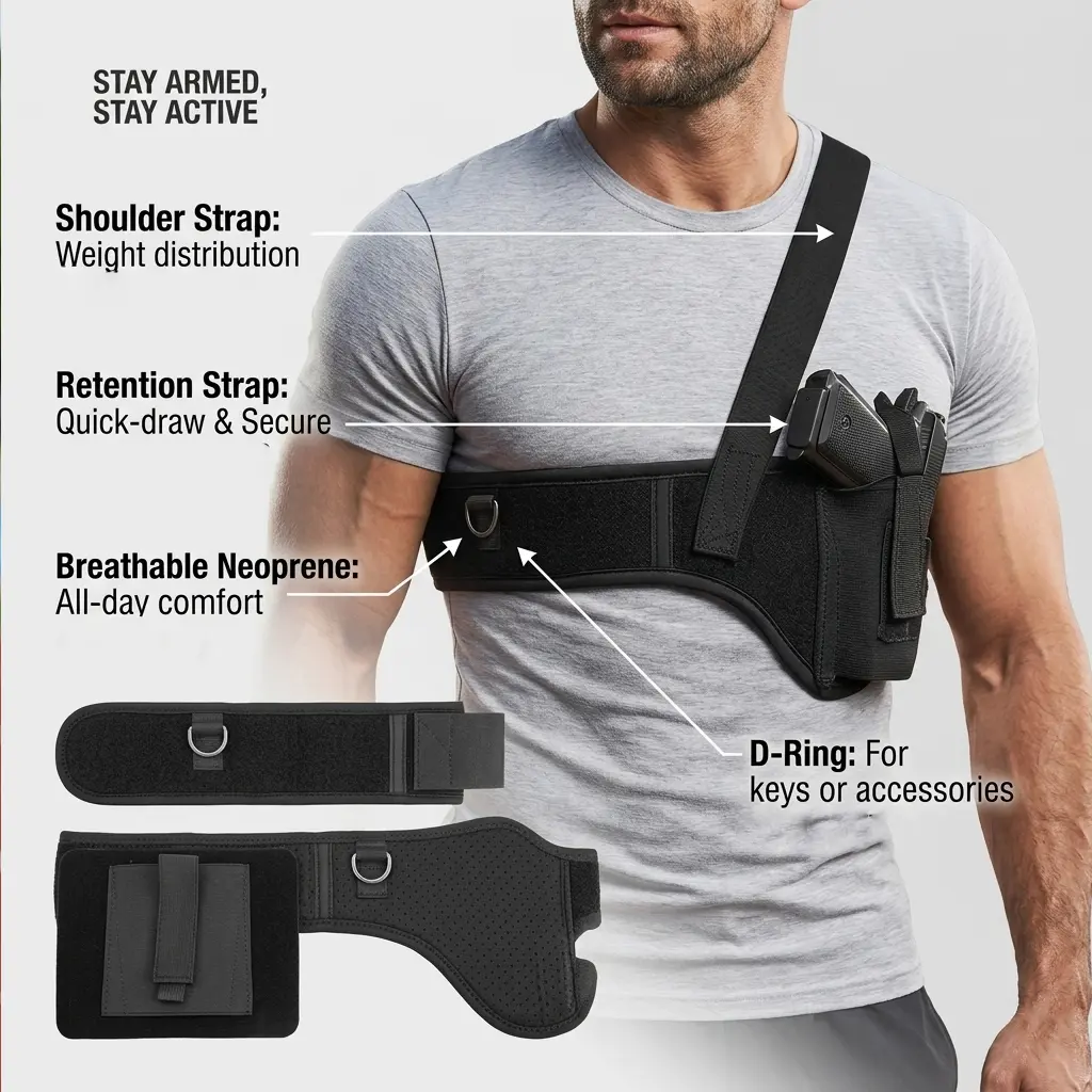 Concealment Gun Holster, Adjustable Belly Band Waist Holster, Discreet Secure Carry, Unisex for Men Women, Fits Multiple Weapon Sizes