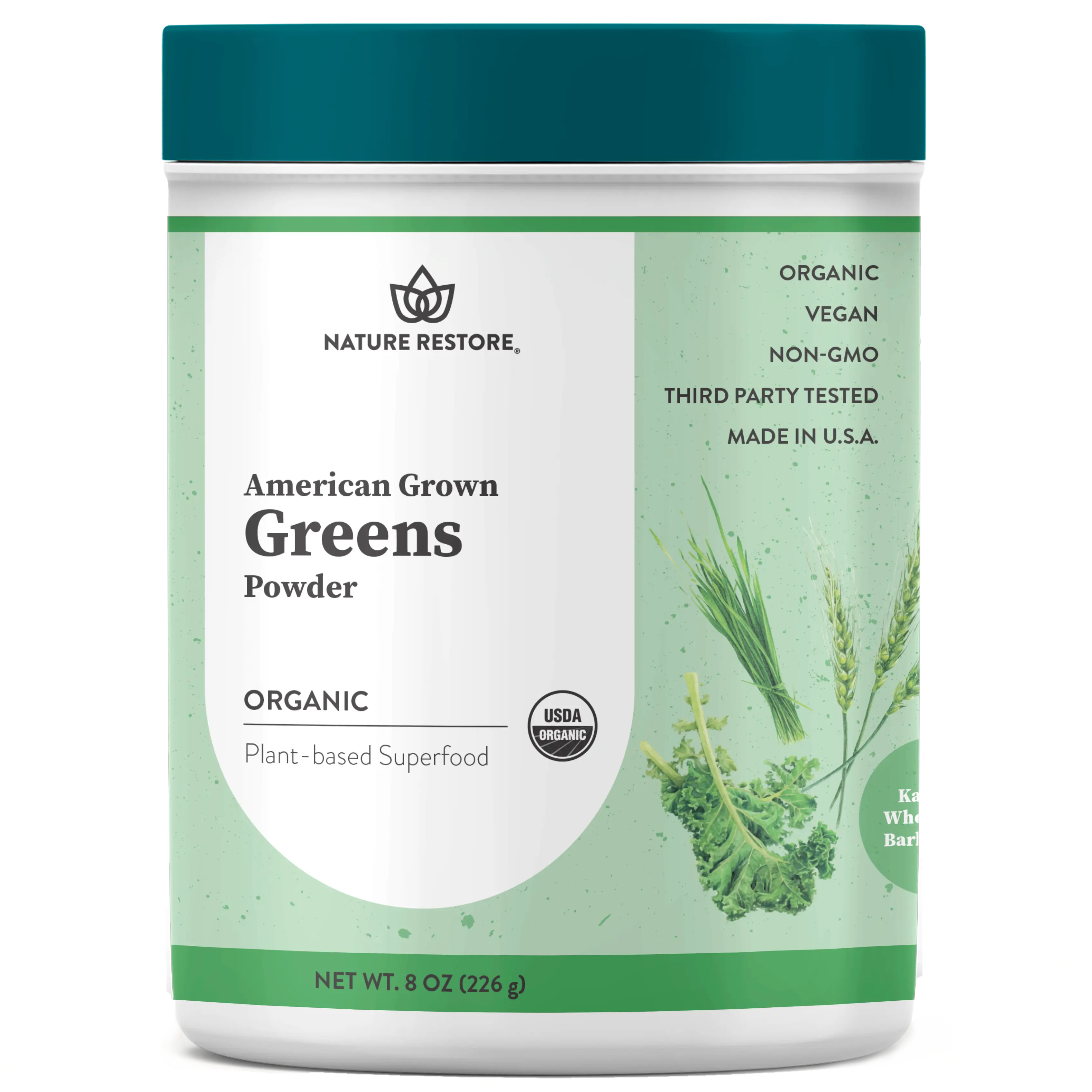 American Grown Greens Powder, Organic Wheatgrass, Kale, Barley Grass Healthcare Supplement Dietary Edible