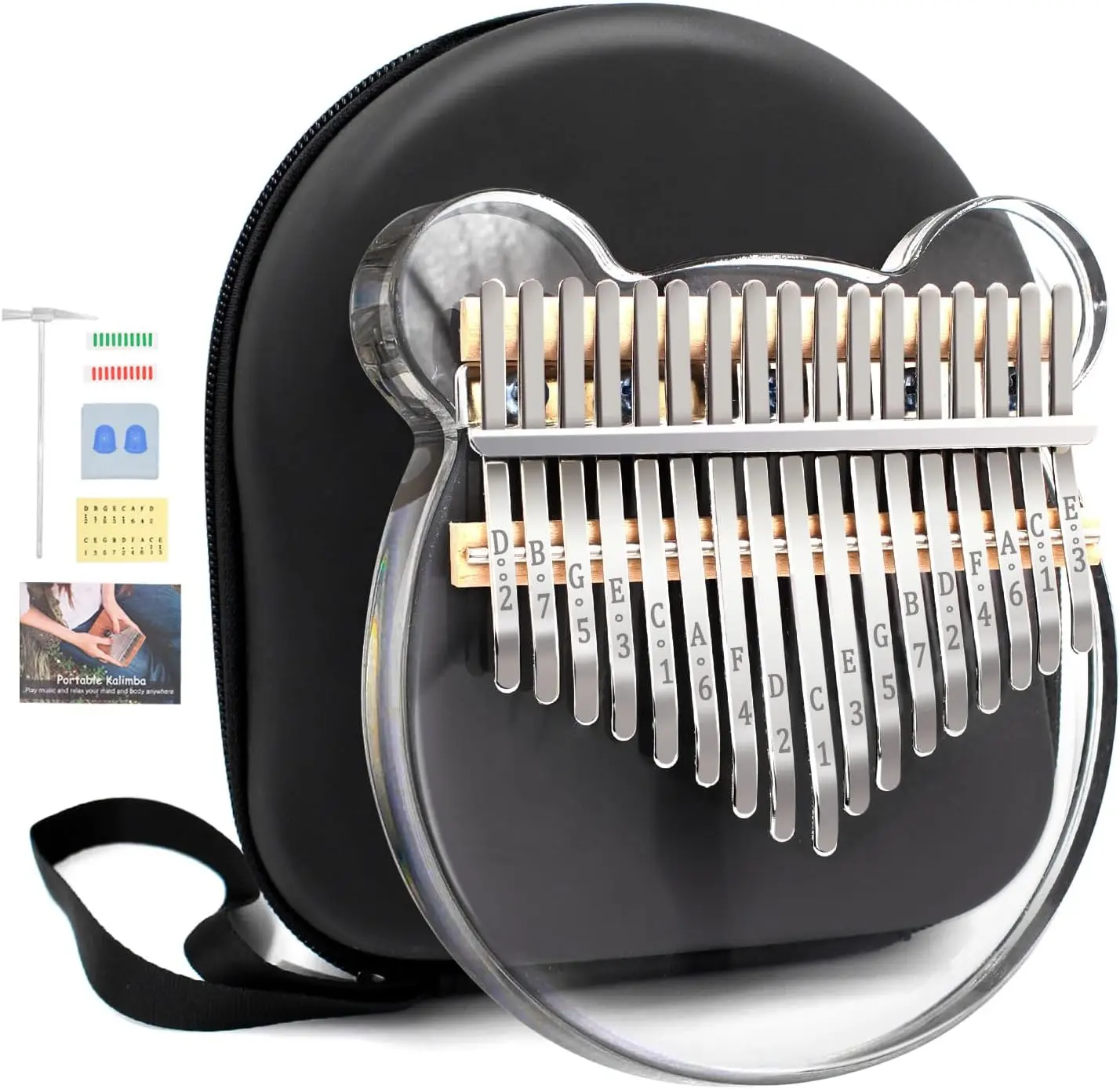 Kalimba Thumb Piano, Portable 17  Mbira  Finger Piano, Musical Instruments Birthday  for  Adult Beginners Professional(Clear) (17 )