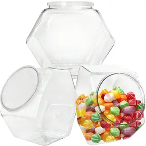 Transparent Plastic Snack Container, 78 Oz Capacity, Hexagonal Shape with Lid, Ideal for Kitchen Countertop, Candy Buffet, Home Storage Box